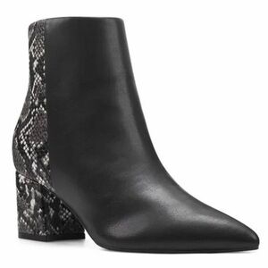Nine West Black Ankle Boots with Snakeskin Detail